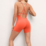 Woherb Sha New No Embarrassment Line Tight Yoga Pants Back Hollow Body Training Fitness Sports Jumpsuit-Outfit