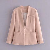 New Multi-Color Solid-Color Slimming Simple Leisure Suit Jacket 2274773-Outfit