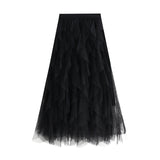 And Winter Korean Version Of Tight Waist Fashion Splicing Thin Mesh Splicing Irregular Long Waist Half-Body Skirt