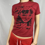 Gothic Print T-shirt Women Long Sleeve Slim Fit Crop Top Y2K Aesthetic Spring Autumn Sweats Tees Top Harajuku