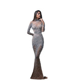 2025 New Women's Hot Long Sleeves Sexy Long Dress Evening Dress Dress