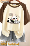 100% Cotton L-3XL T Shirt Plus size Print Tshirt Short Sleeve Patchwork Women Top Summer Couple O Neck Oversize T Shirts-Outfit