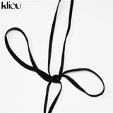 Kliou Mesh Two Piece Set Women Summer Sexy Halter Bodysuit+Mini Skirt Matching Outfit Party Midnight See Through Streetwear