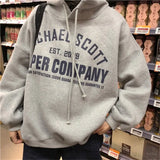 Oversized Hoodies Women Letter Print Plus Velvet Hooded Sweatshirt Korean Style Ulzzang Loose Pullover Hoodie