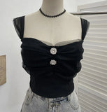 Shooting Net Red Pure Lust Folding Net Yarn Splicing Sling Sling Vest Bratie Short Sleeveless Top