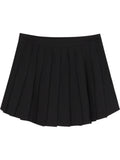 Gothiscyn White Shirts + Pu Vest + Mini Pleated Skirt Girls Short Sleeve Black Tie French Slim Women Summer Design Polo