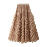 Sense High-End Mesh Yarn Heavy Industry Super Large Swing Dress Thin Croake Gorgeous Cake Skirt
