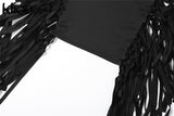 Kliou Tassel Hollow Out Mini Dress Women Sexy Halter Sleeveless Cleavage Backless Lace Up Sheath Skirt Party Clubwear Lady