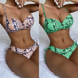 Sexy Snake Skin Bikini 2021animal Print Swimsuit Brazilian Push Up 2 Piece Set Swimwear Women Sunmmer Beach