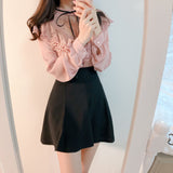 Skirts Women Simple All-match Sweet Lovely School Students Summer Korean Style A-Line Solid Empire High Elasticity Soft