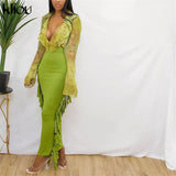 Kliou Side Tassel Women Skirt Elegant Unique Robe Straight Skinny Hight Waist Stretchy Hot Streetwear Style Female