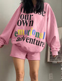 Fall Casual Print Oversize Sweater and Matching Shorts