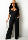 Casual Basic Strap Vest And Sweatpants Matching