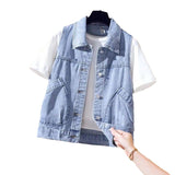 Woherb Vest Female Summer Western Style Show Thin New Korean Version Of Short Jacket Student Horse Clip Jacket Vest Female-Outfit