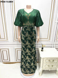 Summer Maxi Dress African Dress for Women Sexy Daily Elegant Long Bodycon Dresses New Sequins Robe Femmes African Clothes-Outfit