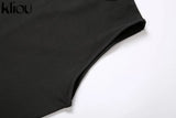 Kliou new jumpsuit women elastic hight casual fitness sporty rompers sleeveless zipper activewear skinny summer