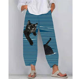 Cute Cartoon Print Women's Pants 2021 Spring Casual Elastic Waist Trousers Oversize Loose Beach Wide Leg Pants Plus Size