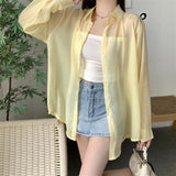 Silk Cardigan Small Loose Thin Long Sleeve Sunscreen Shirt Women's Summer Design Sense Back Open Fork