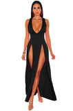 Summer Long Deep V Split Multi-color