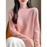 Hot New Sweater Women's Round Collar Color Loose Fashion Knitted Shirt Long
