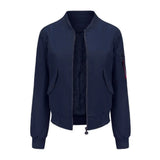 Solid Bomber Jacket Women Zipper Pockets Casual Coats Pockets Solid Zipper Long Sleeve Chaqueta Mujer