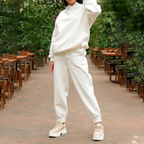 Heart Printed Fleece Women's Tracksuit Hoodies 2 Piece Set Sweatshirt + Pants Women Sport Suit Winter