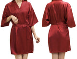 Women's Nightgray Simulation Silk Color Clove And Robe Light Face Solid Color Thin Cardigan Summer Sexy Short