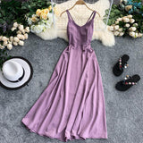 Chiffon Women Long Dress Chiffon Summer Sexy V Neck Spaghetti Strap Backless Split Beach Holiday Dress Casual