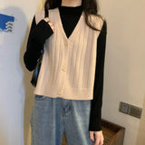 Vest Women Solid Single-breasted Trendy Casual All-match Chic Candy Color Kawaii Girls Tops Korean Style Simple