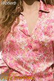2023 Women Summer Blouses Shirts Tops Fashion Floral Print Satin Female Casual Loose Elegant Tops Clothing XX9177-Outfit