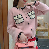 Woherb Fragrant Wind Bump Color Knit Sweater Cardigan Coat Woman Korean Version Temperament Loose And Sweet Soft Waxy Sweater Woman-Outfit