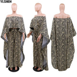 Print Dresses for Women 2 Piece Set Dashiki Off Shoulder Dress Pants African Clothes Bazin Famous Suit Vetement Femme-Outfit