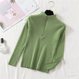 Zipper Women Sweater Autumn Pullover Knitted Jumper Long Sleeve Fashion Elegant Korean Chic Winter Female Blouse New