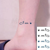 Water Transfer Tattoo Sexy Black Letter Lifeline Tattoo Body Art Waterproof Temporary Fake Flash Tattoo for Man Woman