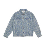 Cashew Print Jeans Jacket Men Lapel Loose Casual Windbreaker Bomber Jacket Veste Homme Streetwear Denim