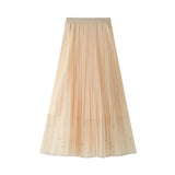 Industry Nail Pearl Dress Women's Half-Dress Dress 2025 Spring And Autumn Mid-Autumn Long Dress Net Yarn Dress 100Folded Dress