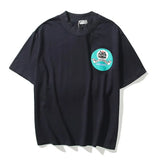 West Oil Painted Letter Foam Loose T Shirts Men and Women High Street Short Sleeve Oversize Tshirt
