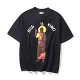 West Oil Painted Letter Foam Loose T Shirts Men and Women High Street Short Sleeve Oversize Tshirt