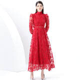 New High-End Heavy Industry Mesh Splicing Embroidery To Collect Thin French Elegant Lantern Sleeve
