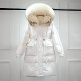 Waterproof Winter Women's Long Puffer Jacket 2022 Big Real Raccoon Fur Hooded Duck Down Coat Female Rain Feather