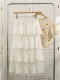 Spring Summer Women Fashion Layered High-waisted Skirts Casual Solid Color Cake Skirt QT1683-Outfit