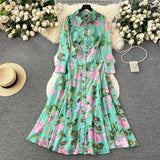 Retro Breeze Mashed Floral Shirt Collar Dress Women's Spring Waists Thin Senior Sense Light Luxury Big
