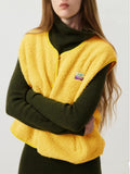 Women's Sleeveless Wool Vest Top Fashion Lady Spring And Autumn Loose Single-Row Buckle Vest