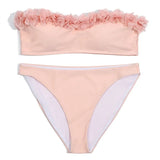 Flowers Bikinis Pink Bikini 2020 Hot Sale Padded Strapless Low Waist Swimsuit Sexy Swimwear Women Brazilian