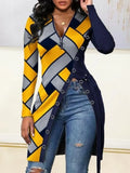 Elegant Printed Zipper Up Full Sleeve Slit Long