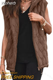 Hooded Vest Jacket Parka Autumn Winter New Women's Solid Color Sleeveless Zipper Outwear Fashion Casual-Outfit