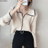 Cute Short Knitted Sweater Coats Long Sleeve Sweet Girls Lolita Preppy Style Women Korea Japan Chic Button Short Crop