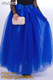 Women 7 Layer 100cm Party Tulle Ball Gown Skirt Banquet Wedding Faldas Mujer Elastic Waist Bow Tie Belt Tutu Skirt QT2178-Outfit