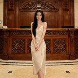 Wind To Close The Waist Thin Temperament Sling Skirt 2025 Summer Dress New Korean Version Of The Design Lace Bag Hip