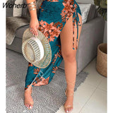 Women Two Pieces Floral Print Crop Top & Drawstring Skirt Set 2022 Femme Two Pieces Dress Suit Casual Lady Overalls traf-Outfit
